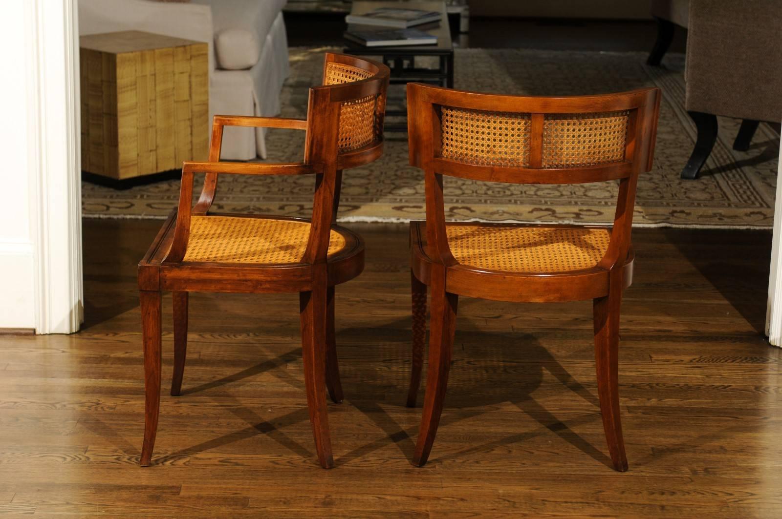 Exquisite Set of Twelve Klismos Cane Dining Chairs by Baker, circa 1958 1