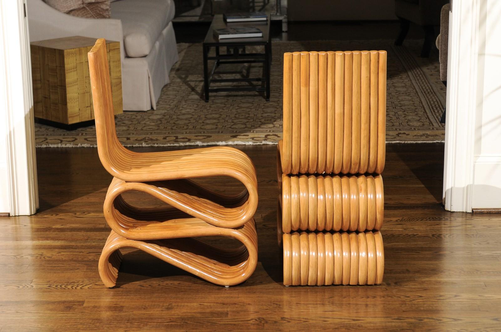 Exquisite Set of 8 Radiant Custom-Made Rattan Dining Chairs, circa 1995 3