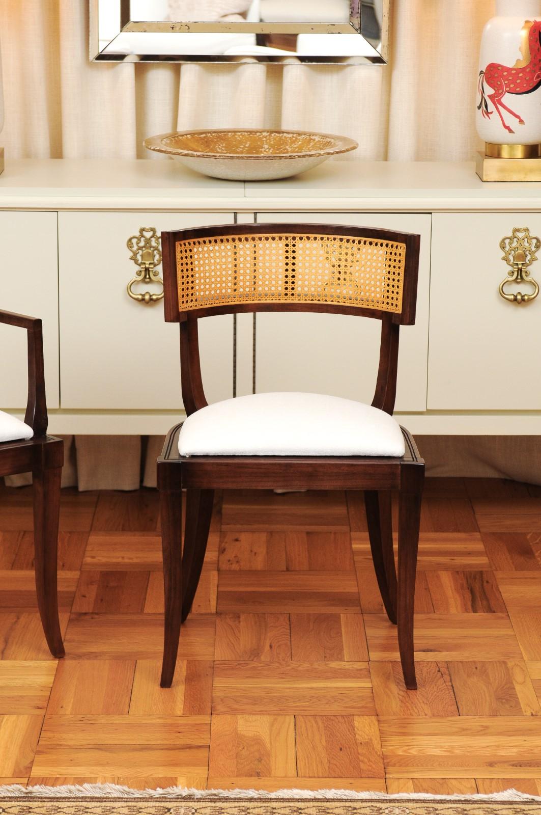 Exquisite Set of Eight 8 Klismos Cane Dining Chairs by Baker, circa 1958 In Excellent Condition In Atlanta, GA