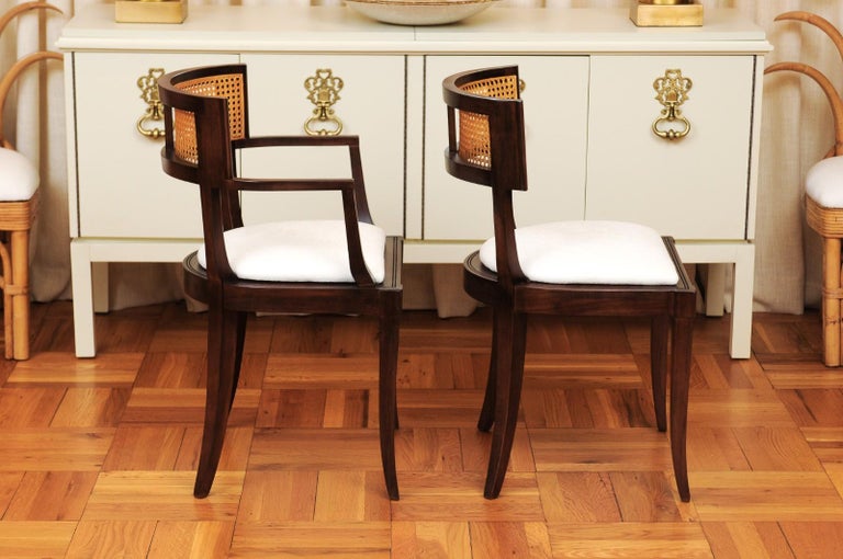 Exquisite Set of Eight 8 Klismos Cane Dining Chairs by Baker, circa 1958 For Sale 2
