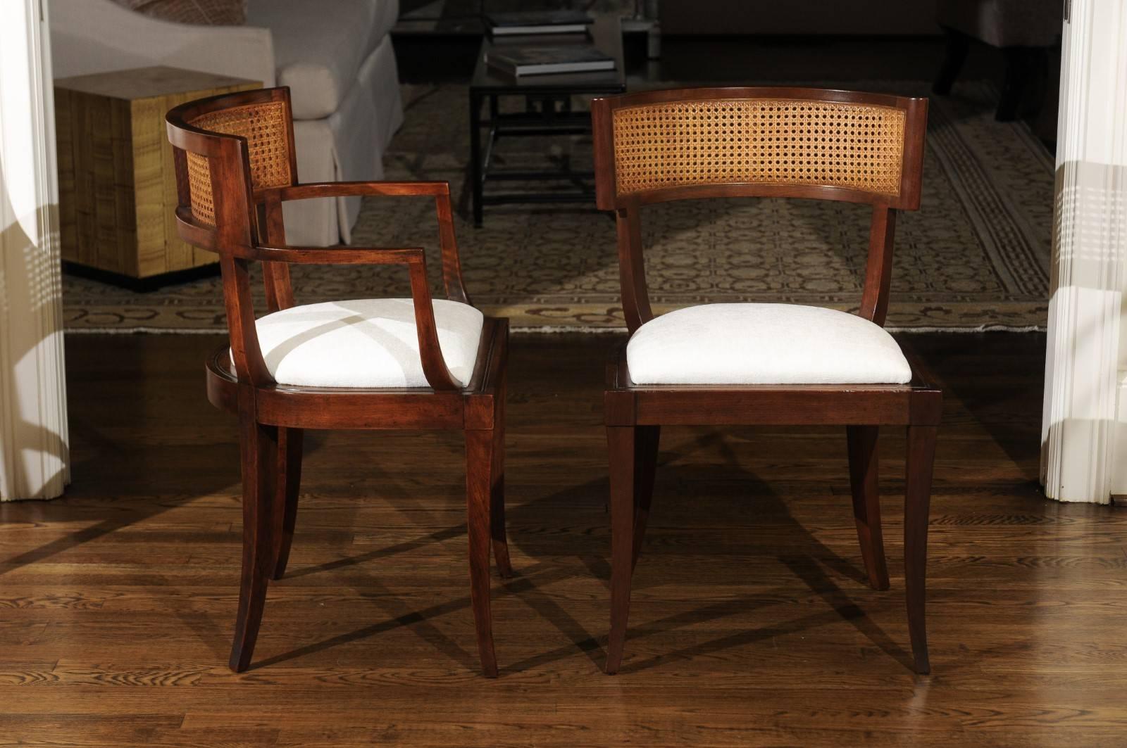 Exquisite Set of Eight (8) Klismos Cane Dining Chairs by Baker, circa 1958 3