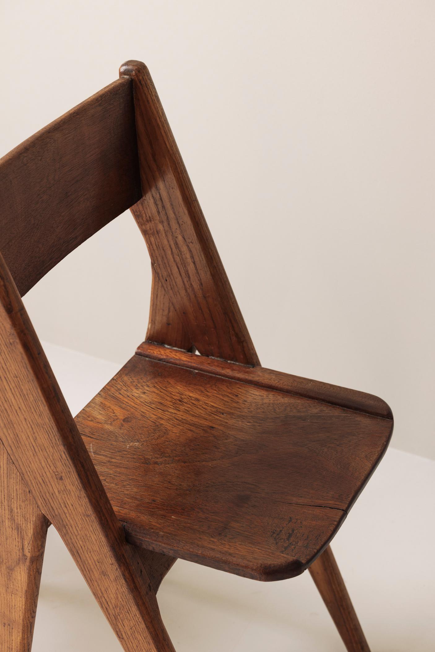 Exquisite set of four dining chairs in the manner of Jean Prouvé, France 1950s. 5