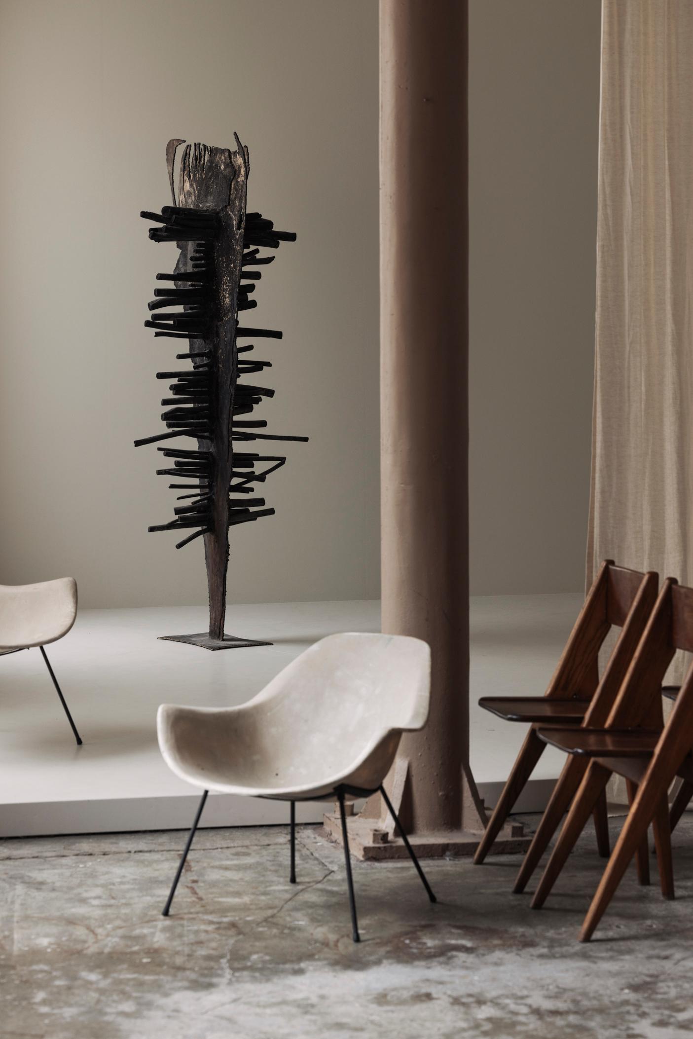 Exquisite set of four dining chairs in the manner of Jean Prouvé, France 1950s. 11