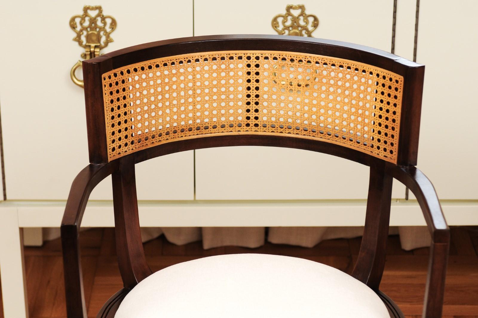 Squisito set di 14 sedie da pranzo in canna Klismos vintage di Baker, circa 1958 in vendita 6