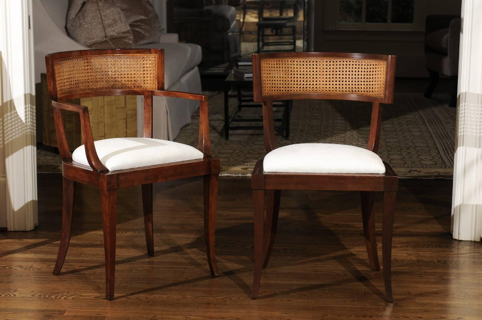 Exquisite Set of Fourteen Klismos Cane Dining Chairs by Baker, circa 1958 1