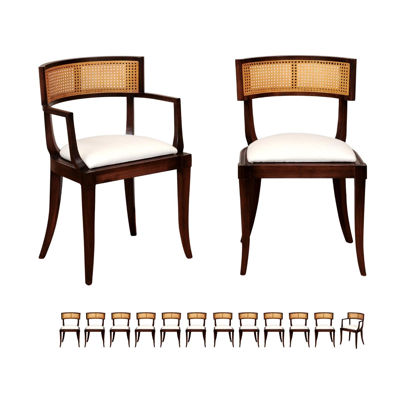 Exquisite Set of Fourteen Klismos Cane Dining Chairs by Baker, circa 1958 at 1stDibs baker