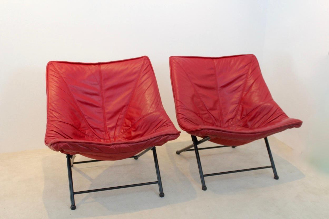 Acier Magnifique ensemble de fauteuils pliables Molinari conçus par Teun van Zanten, années 1970 en vente