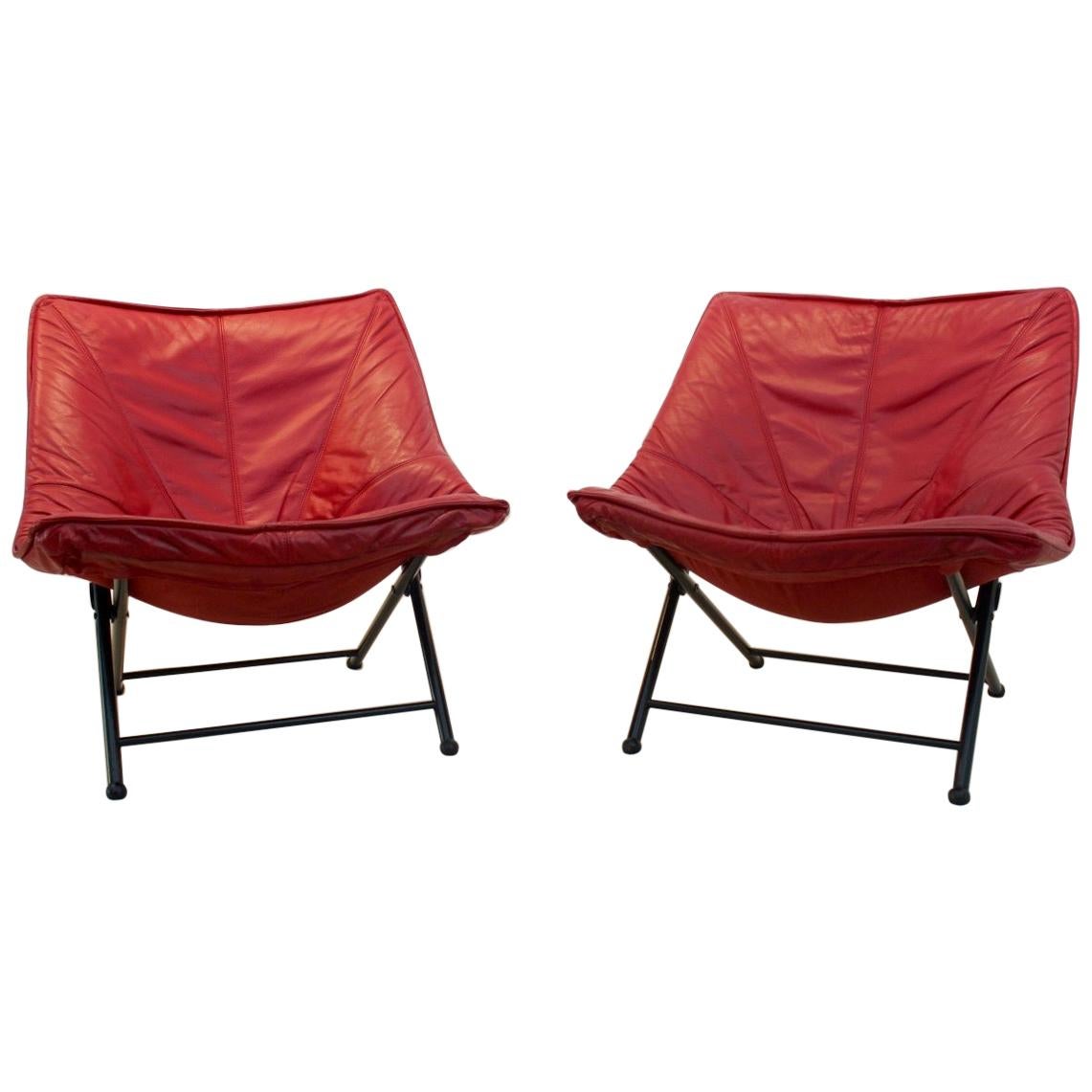 Exquisite Set of Molinari Foldable Easy Chairs Designed by Teun van Zanten 1970s