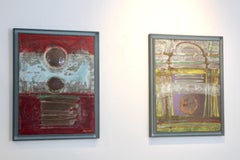 Exquisito conjunto de Pinturas abstractas escultóricas bañadas en cobre, firmadas a mano