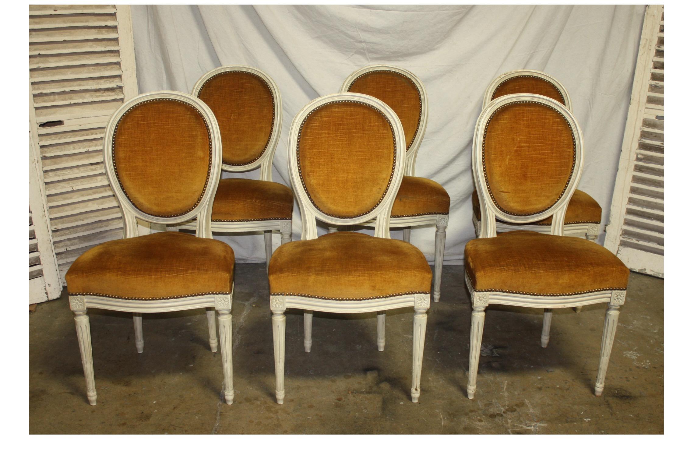 Lacquered Exquisite Set of Six Louis XVI French Chairs