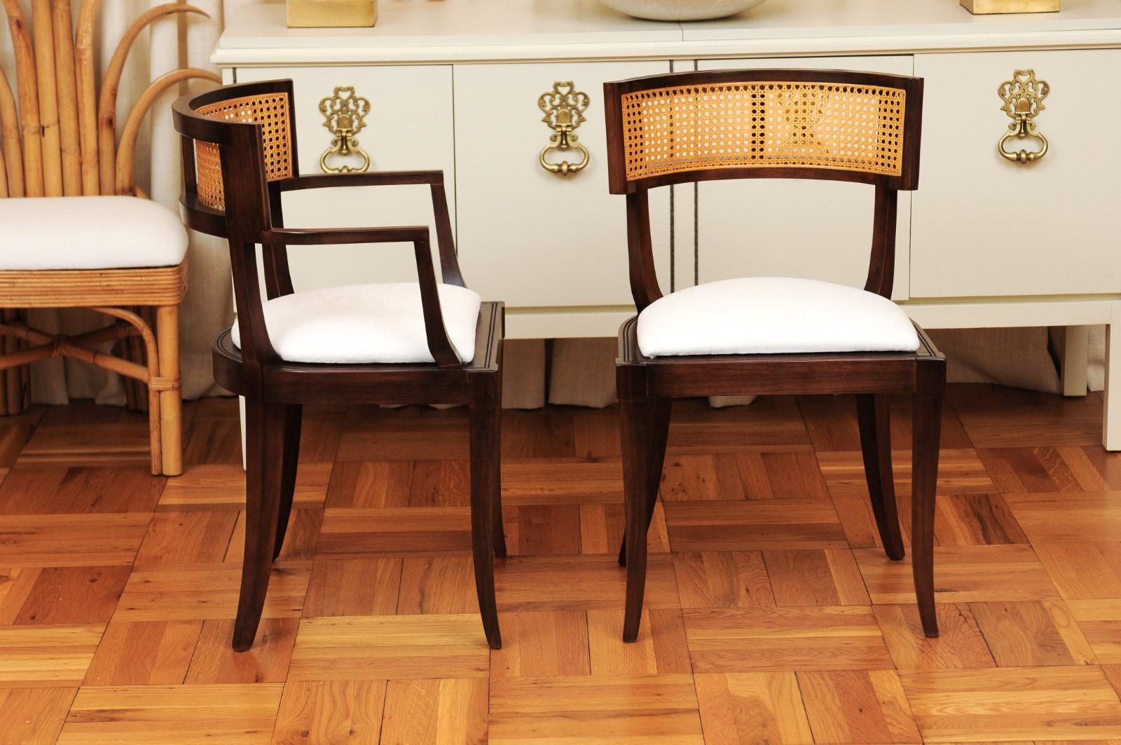 American Exquisite Set of Ten 10 Klismos Cane Dining Chairs by Baker, circa 1958 For Sale