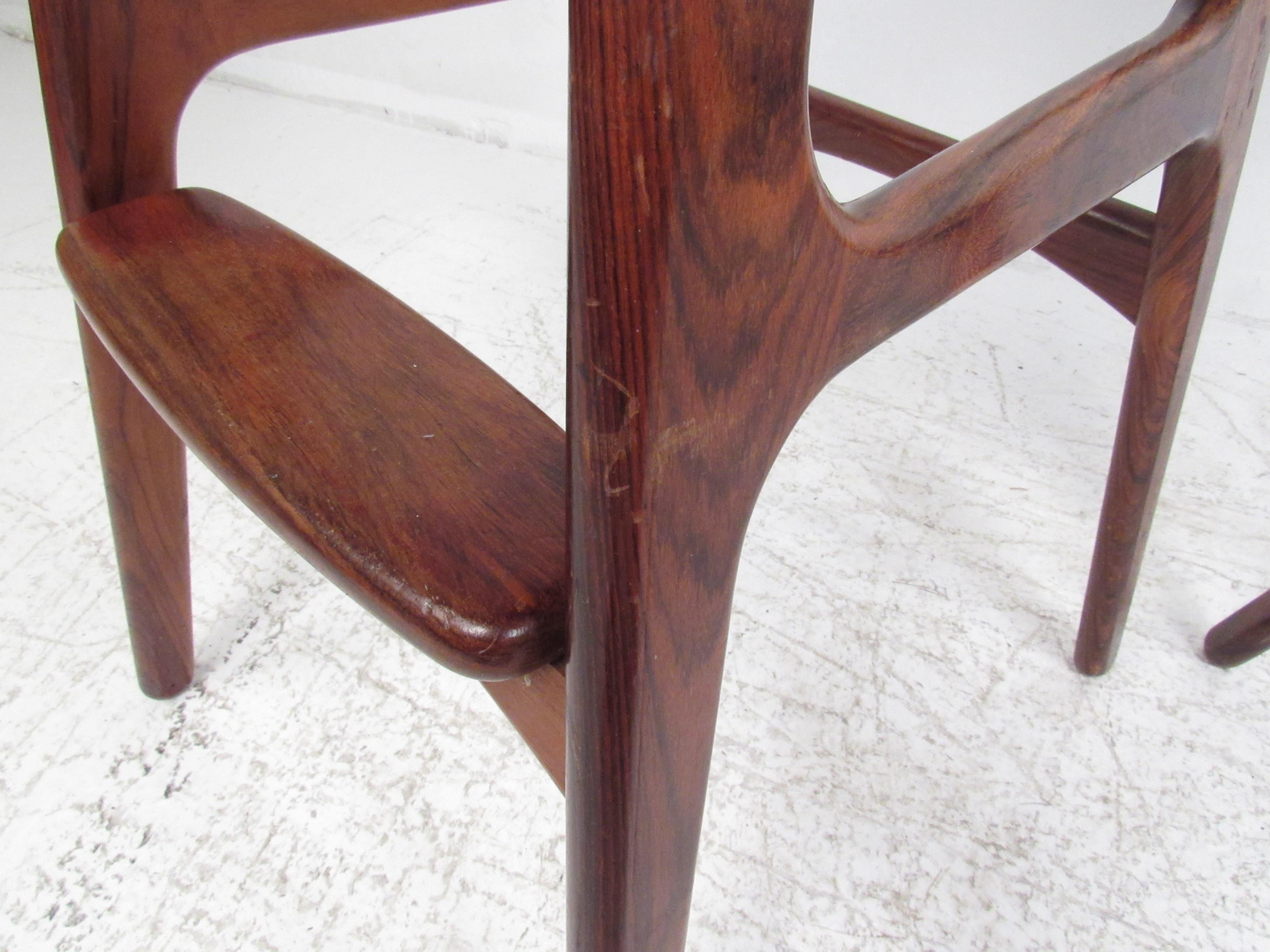 Faux Leather Exquisite Set of Three Midcentury Erik Buch Bar Stools