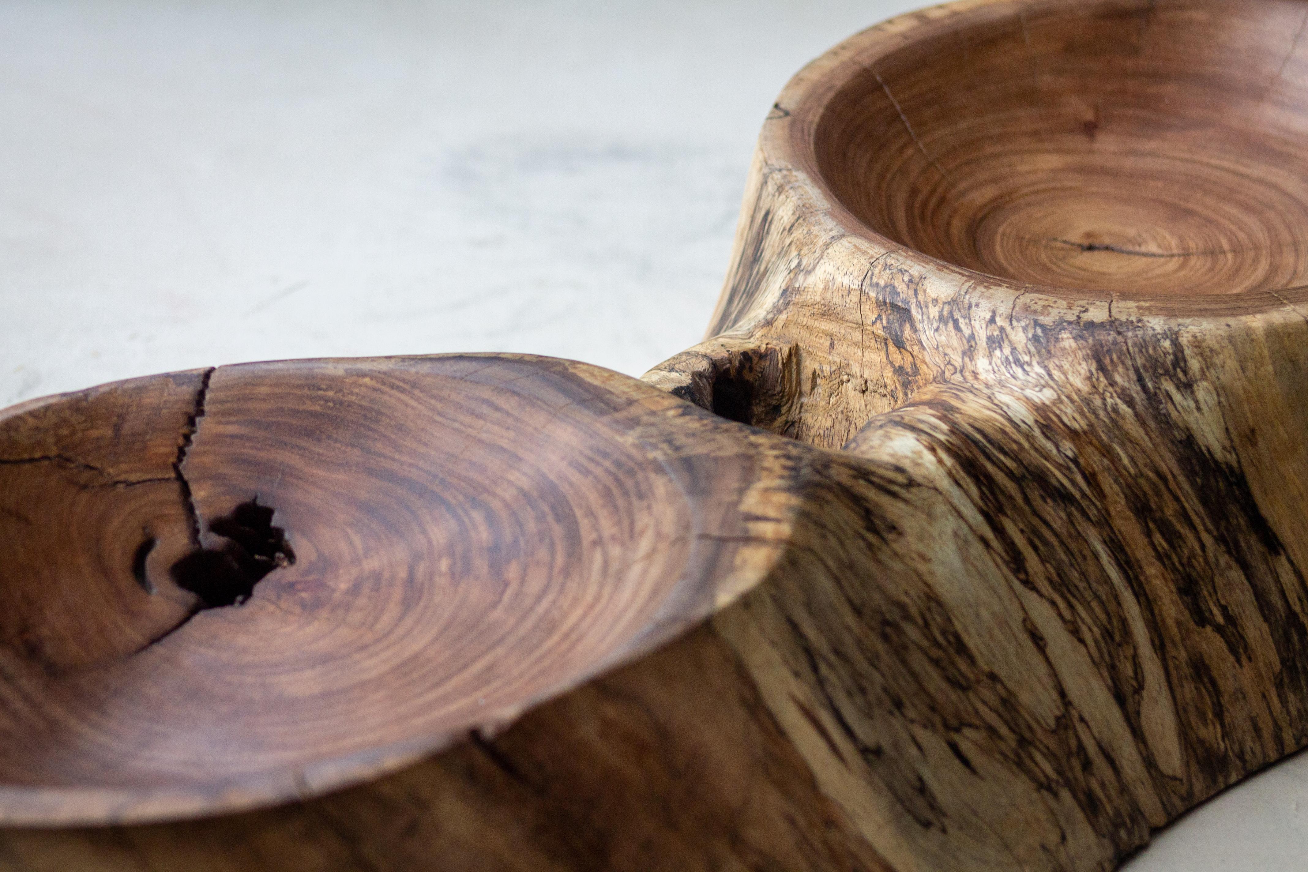 Introducing a symphony of nature and artistry, our Salvaged Tzalam Wood Dual-Bowl Decorative Masterpiece evokes the timeless allure of the Mayan jungle. Crafted from reclaimed Tzalam wood, this piece embodies the harmonious collaboration between