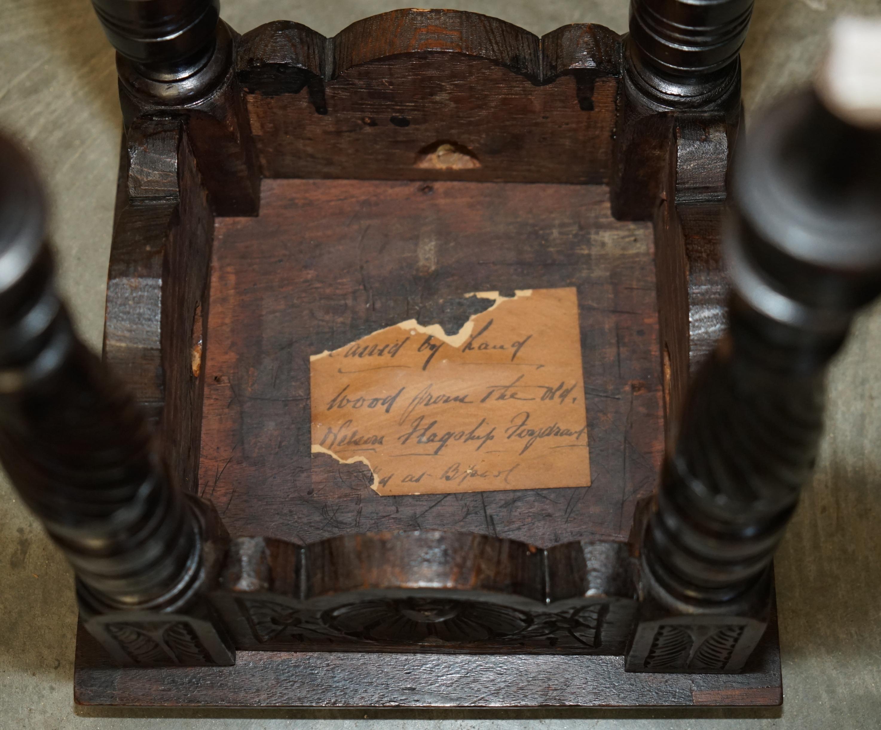 EXQUISITE SiDE TABLE MADE FROM THE TIMBER OF HMS FOUDROYANT NELSONS FLAGSHIP For Sale 3