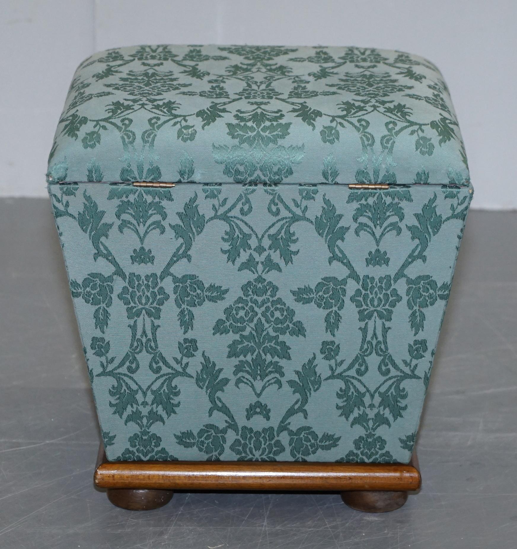 Exquisite Silk Upholstered Victorian Style Ottoman Stool Footstool with Storage For Sale 3