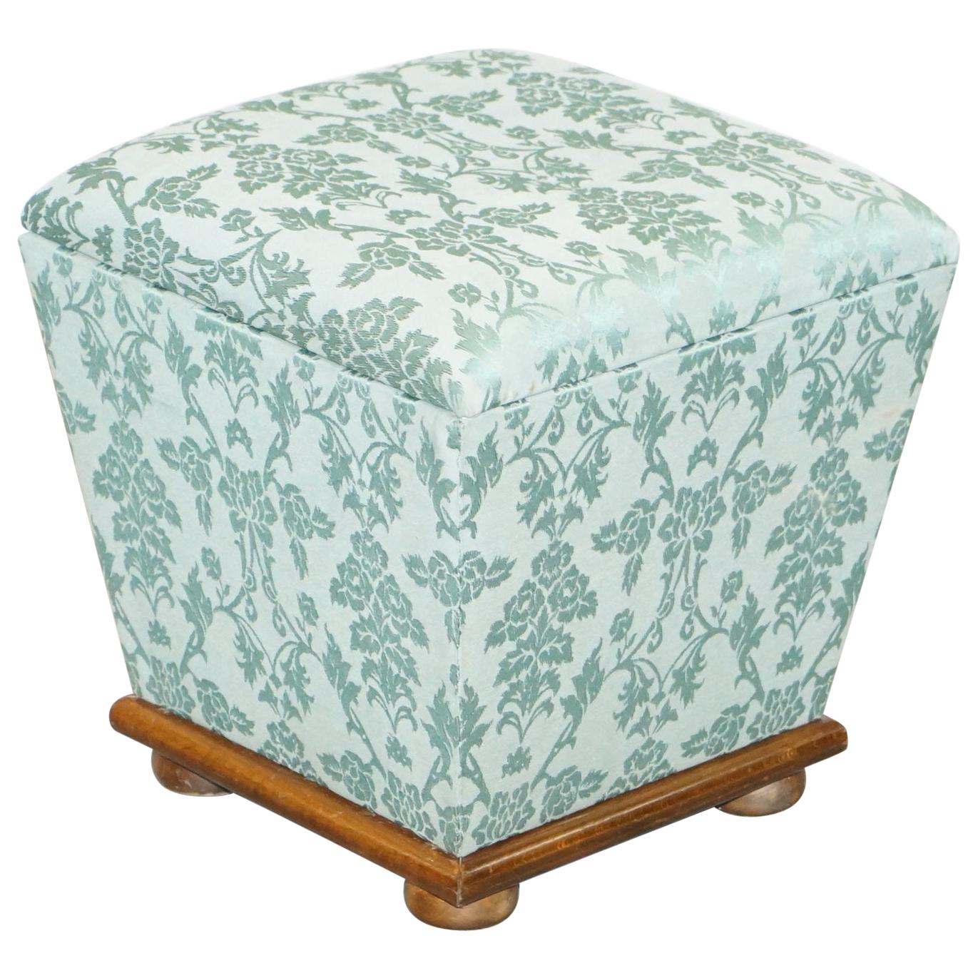Exquisite Silk Upholstered Victorian Style Ottoman Stool Footstool with Storage