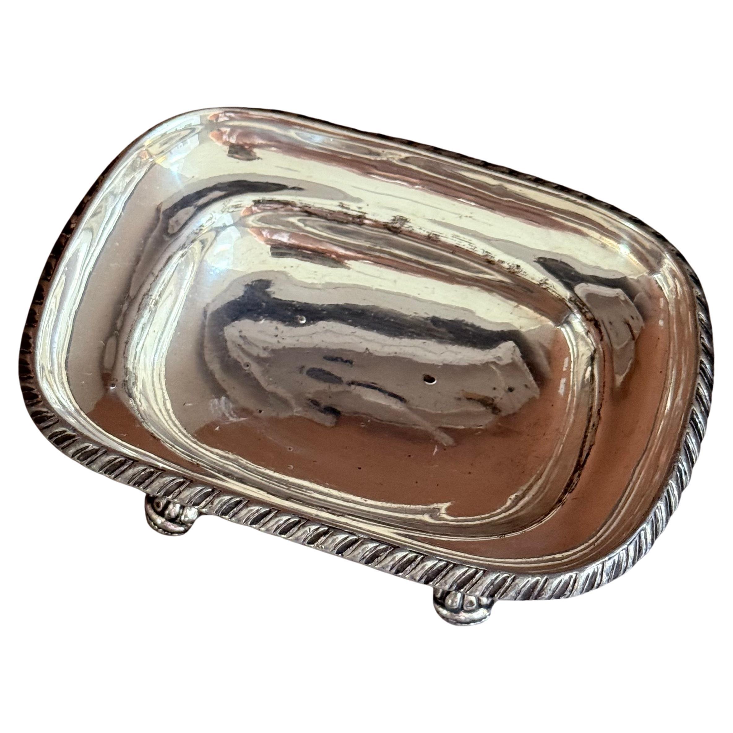 Silver-Plated Footed Dish Exquisite Rectangular Antique Luxury Silver Décor Home