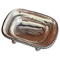 Exquisite Silver-Plated Rectangular Footed Dish – Antique Luxury Silver Décor