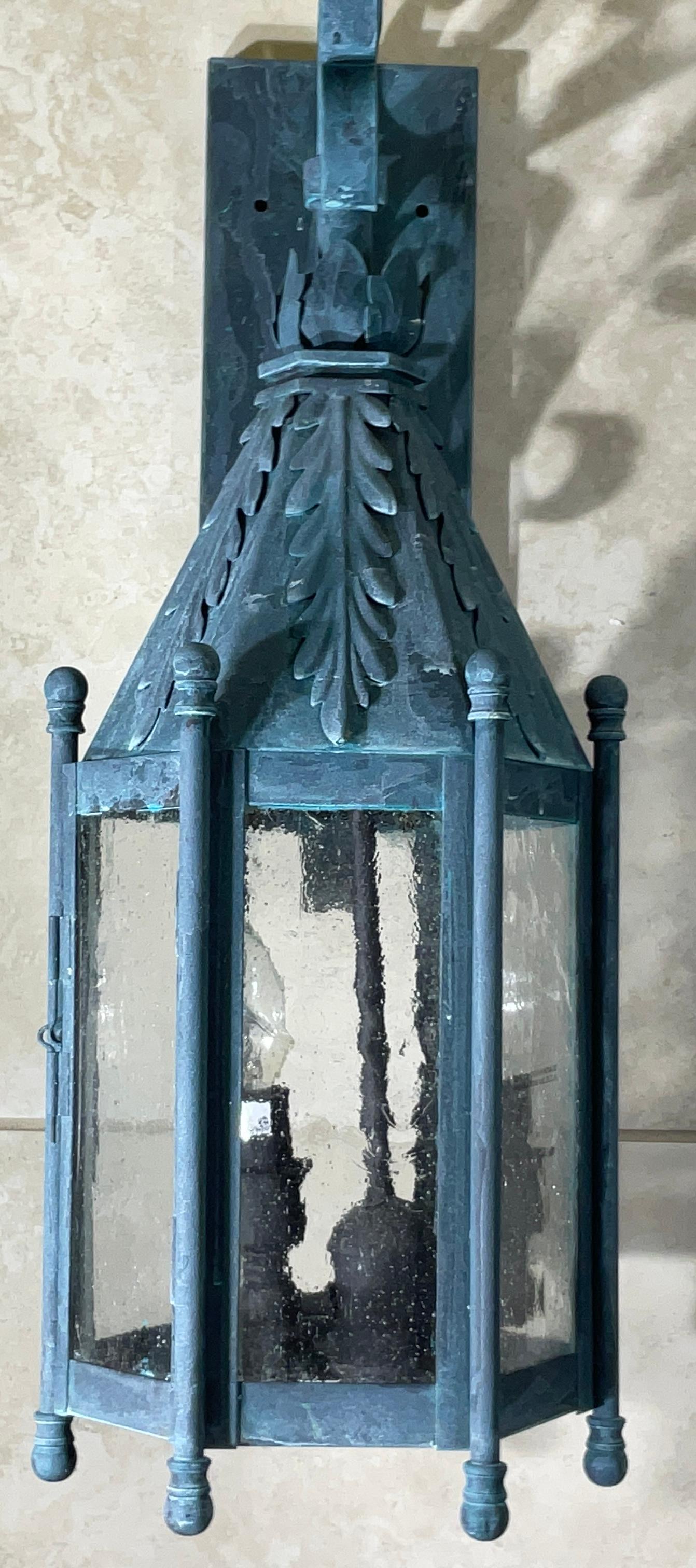 Hand-Crafted Exquisite Single Iron Wall Lantern - A Timeless Architectural Accent For Sale