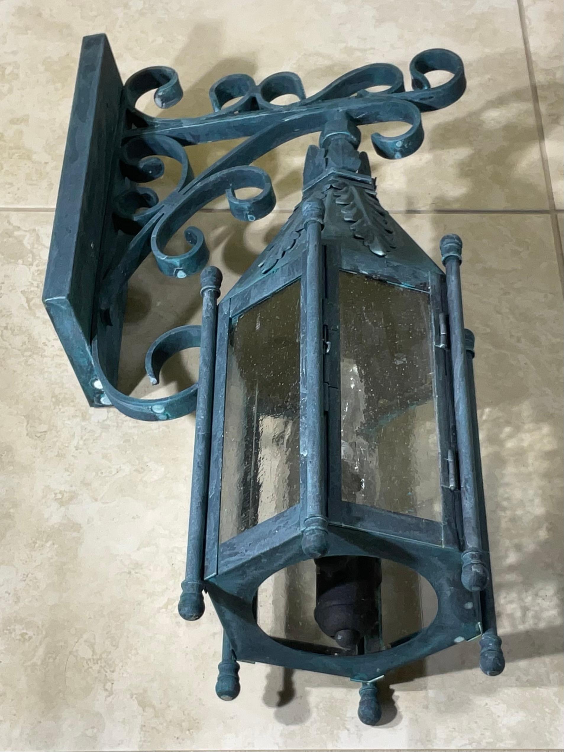 Glass Exquisite Single Iron Wall Lantern - A Timeless Architectural Accent For Sale