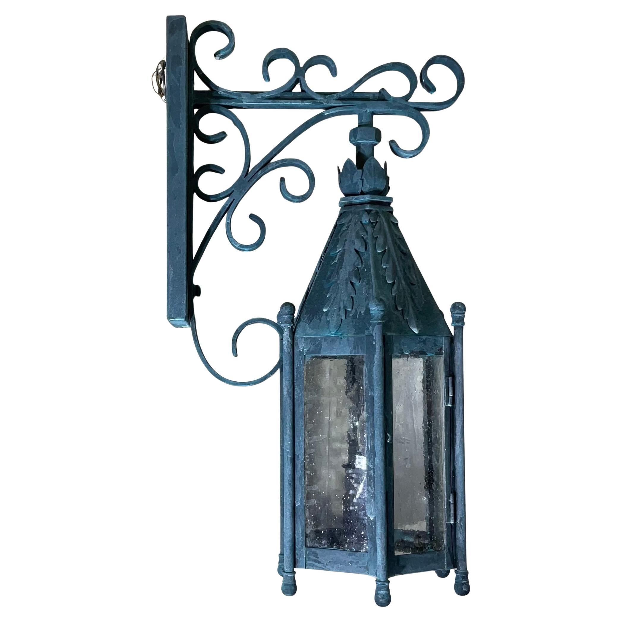 Exquisite Single Iron Wall Lantern - A Timeless Architectural Accent For Sale