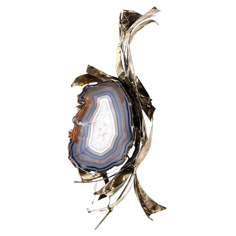 Exquisite Sliced Cerulean Blue Crystal Geode Wall Sculpture by Marc D'Haenens For Sale