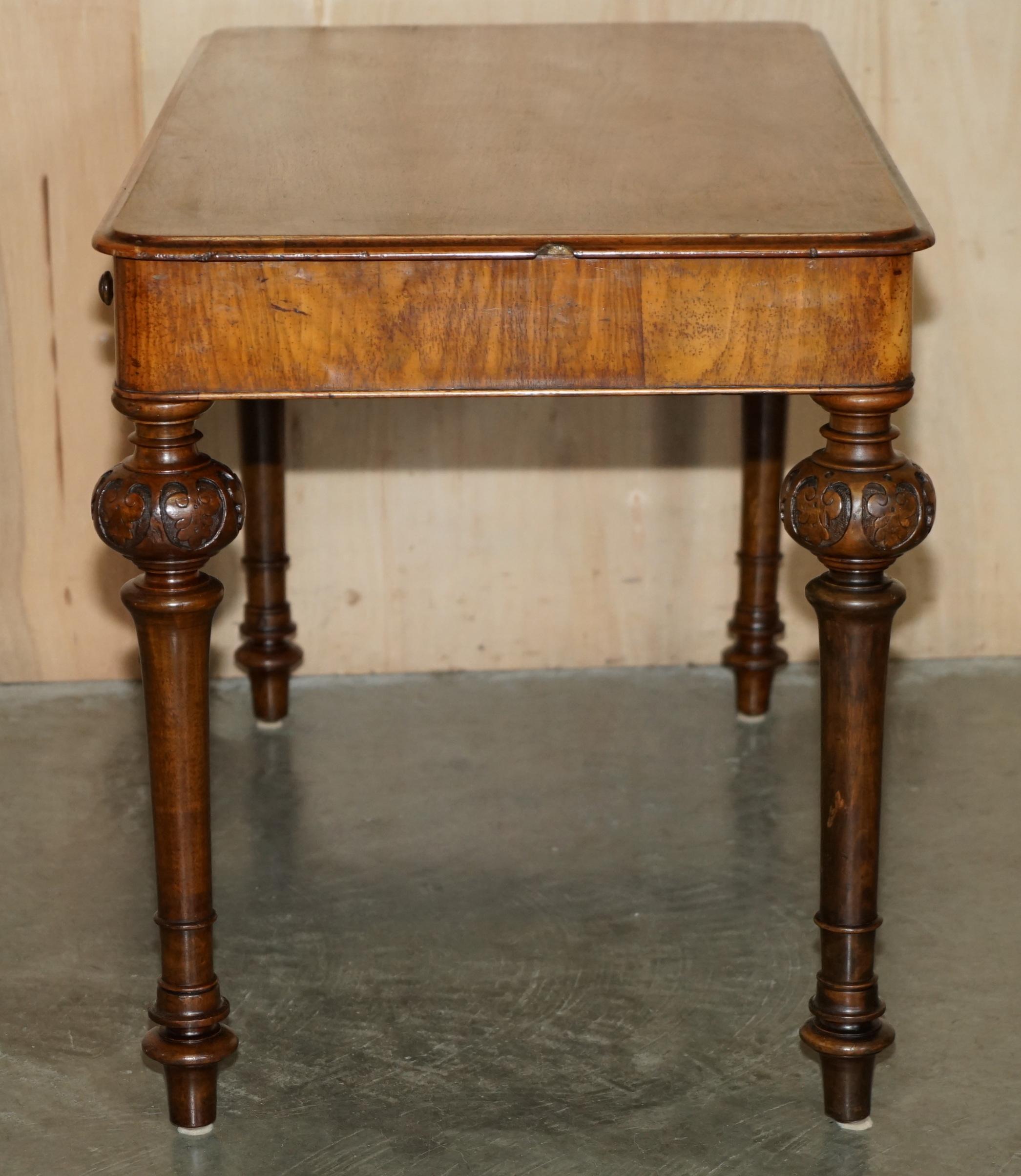 EXQUISITE SMALL WILLIAM IV CIRCA 1830 HARDWOOD WRiTING TABLE DESK CARVED LEGS For Sale 9