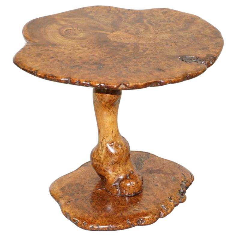 Exquisite Solid Burr Walnut Handcrafted by Nature Side End Lamp Wind Table