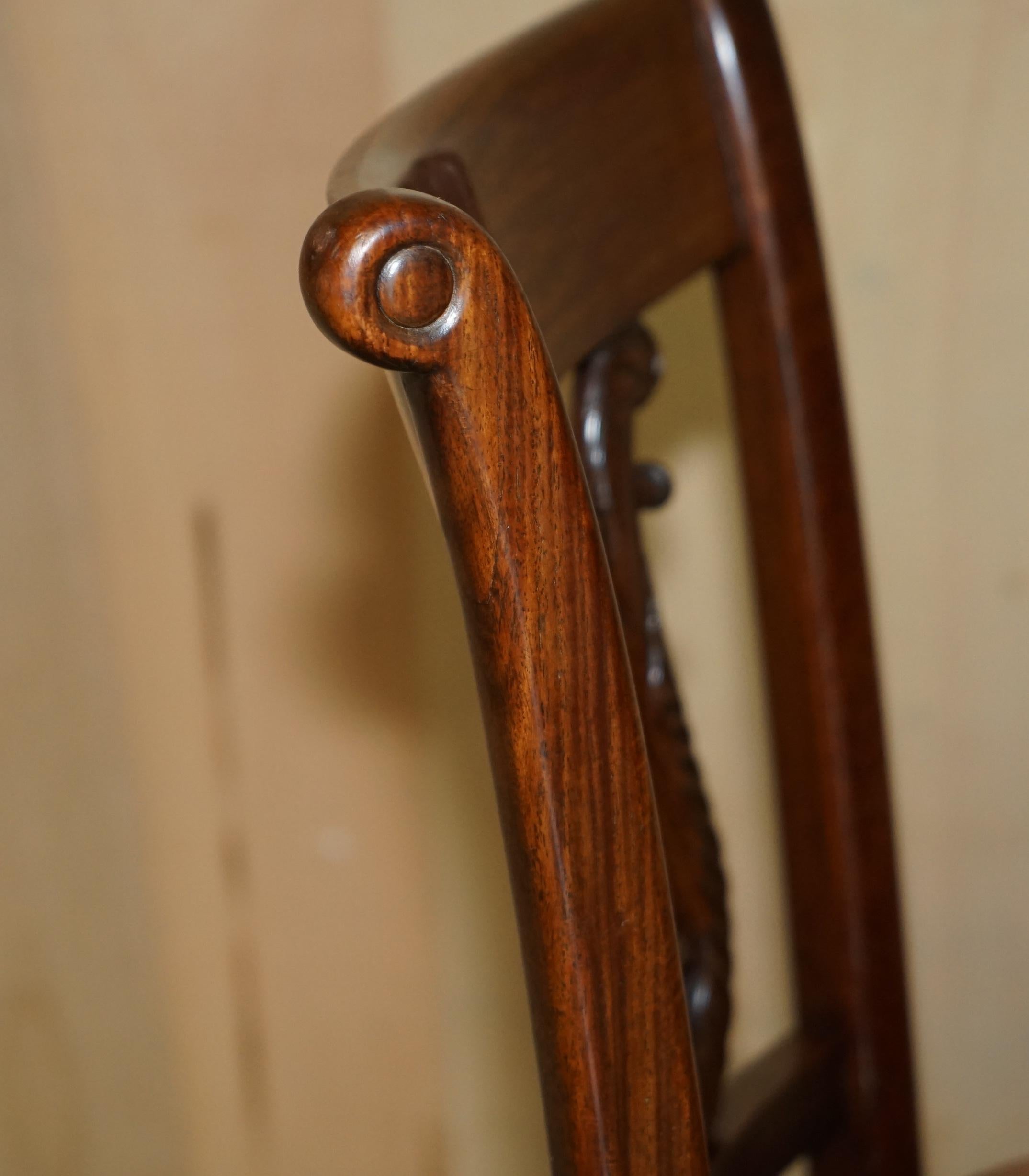 CHAISE DE musiciens antiques en cuir marron HARDWOOD SOLID exquise et amovible en vente 5