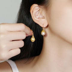 Exquisite South Sea Pearl Earrings in 14K Yellow Gold