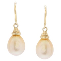 Exquisite South Sea Pearl Earrings in 14K Yellow Gold