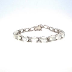 Exquisite Sterling Silver Rainbow Moonstone and Zircon Tennis Bracelet for Her