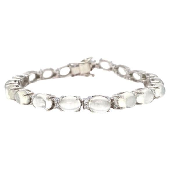 Exquisite Sterling Silver Rainbow Moonstone and Zircon Tennis Bracelet for Women For Sale