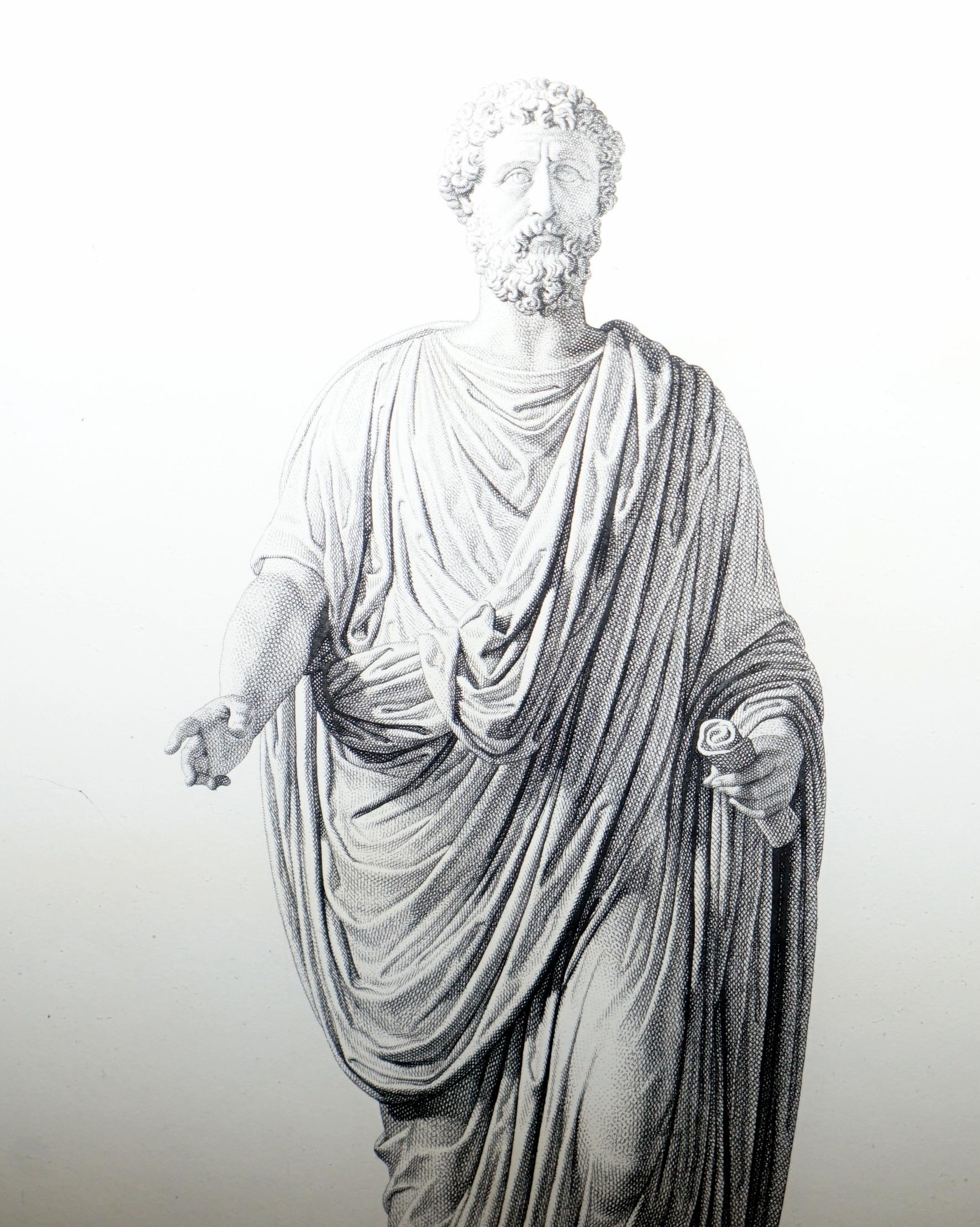 Exquisite Suite of Four 1800 Bouillon Copper Plate Engraved Roman Statue Prints For Sale 4