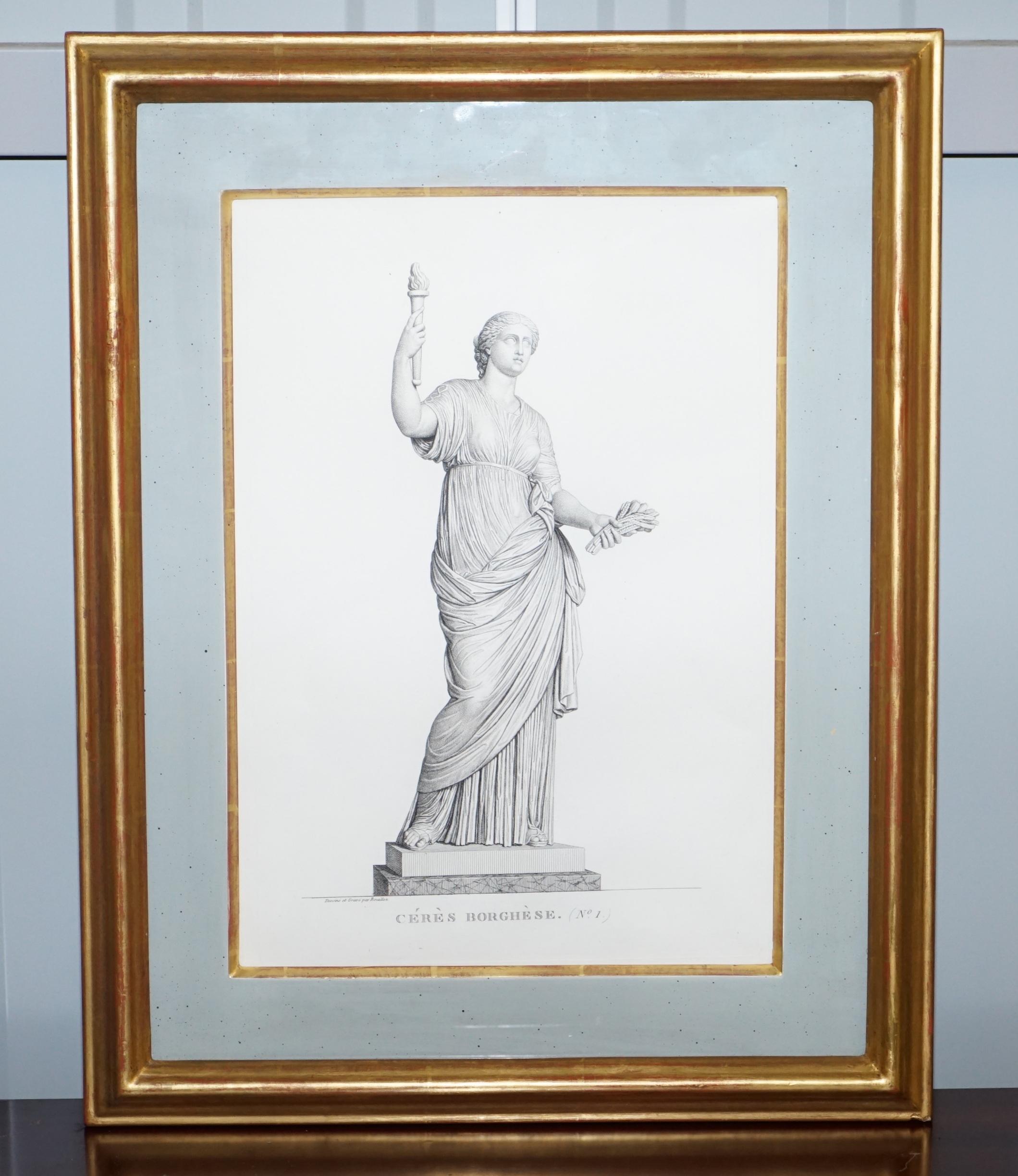 Exquisite Suite of Four 1800 Bouillon Copper Plate Engraved Roman Statue Prints For Sale 7