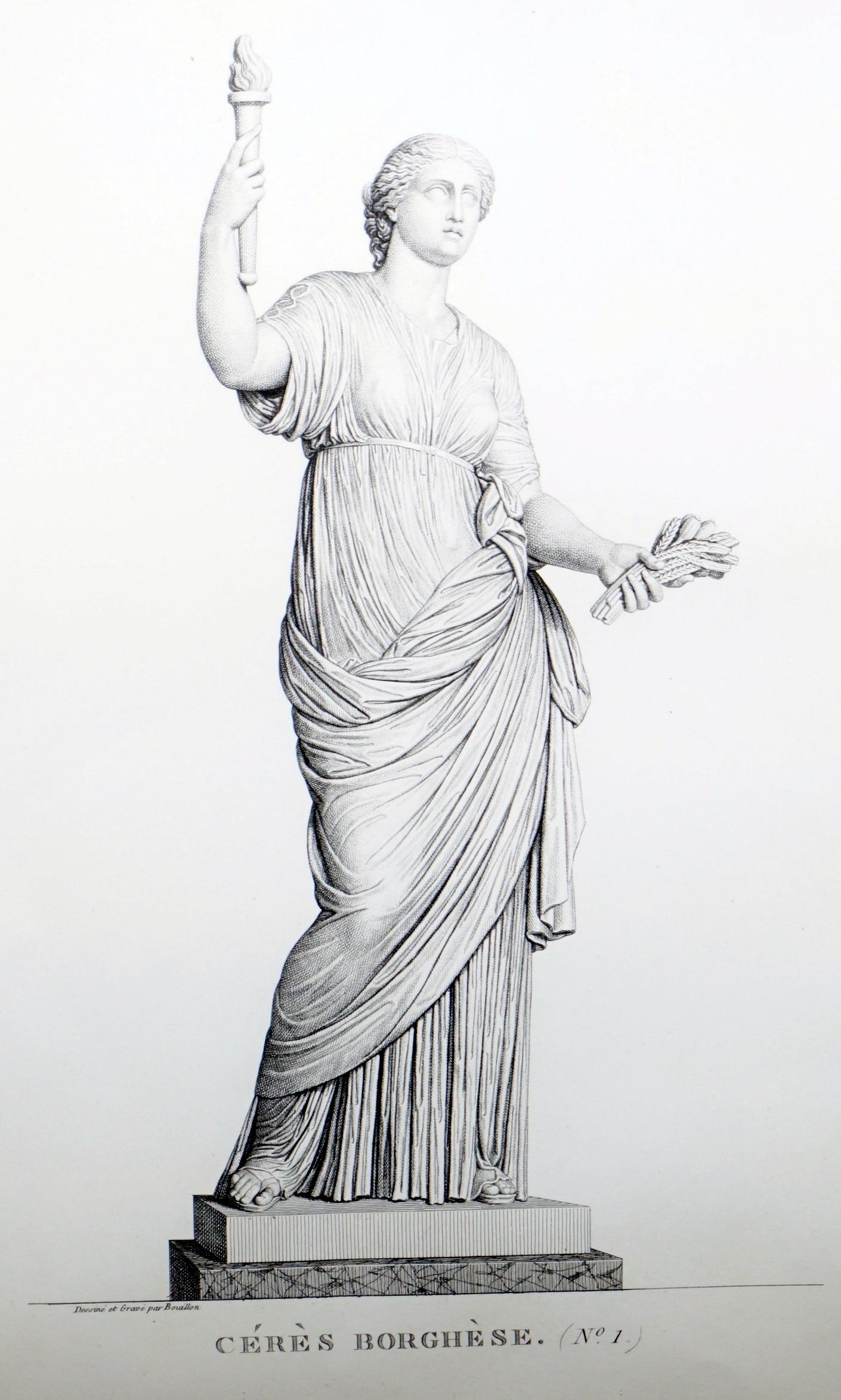 Exquisite Suite of Four 1800 Bouillon Copper Plate Engraved Roman Statue Prints For Sale 8
