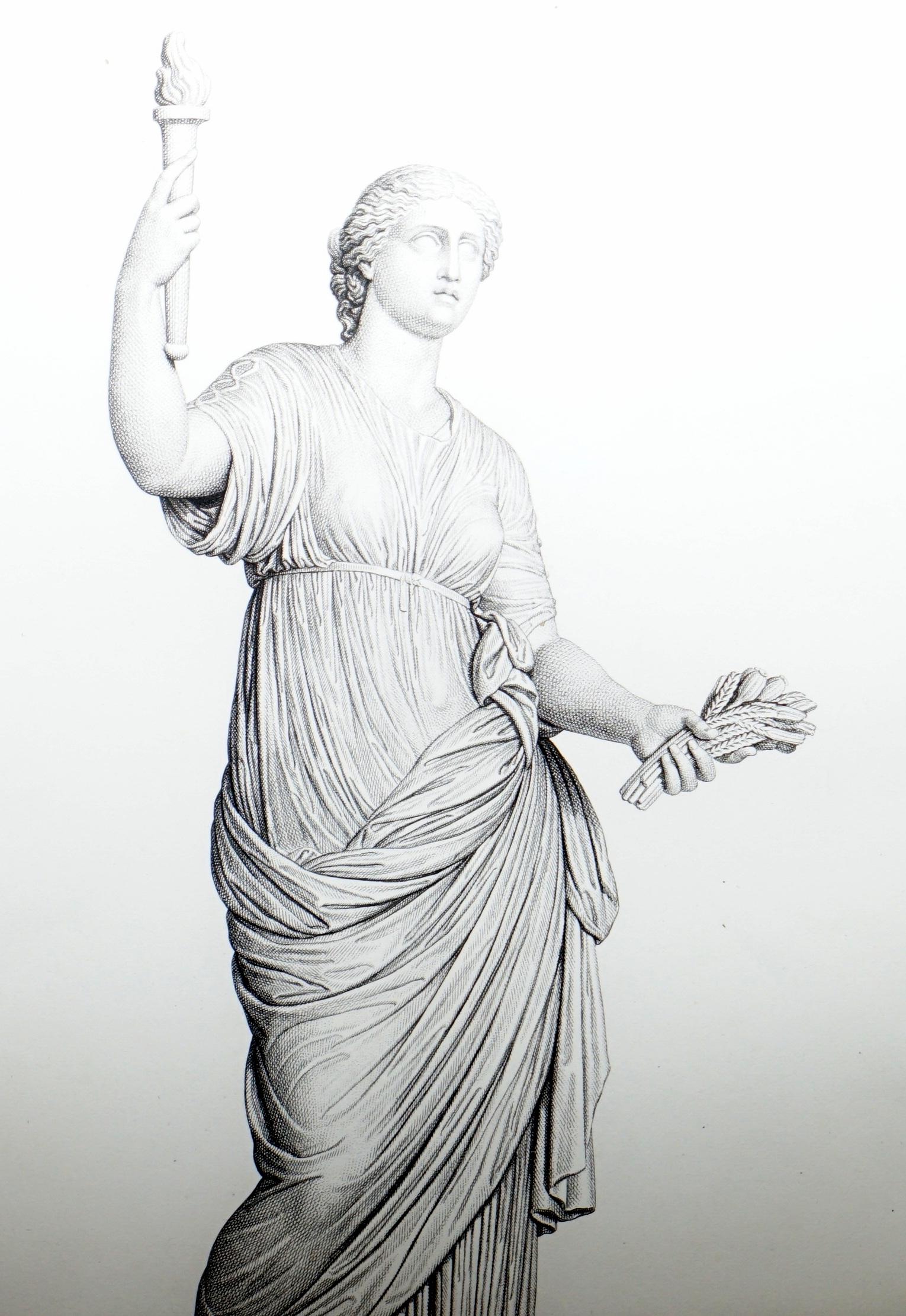 Exquisite Suite of Four 1800 Bouillon Copper Plate Engraved Roman Statue Prints For Sale 9