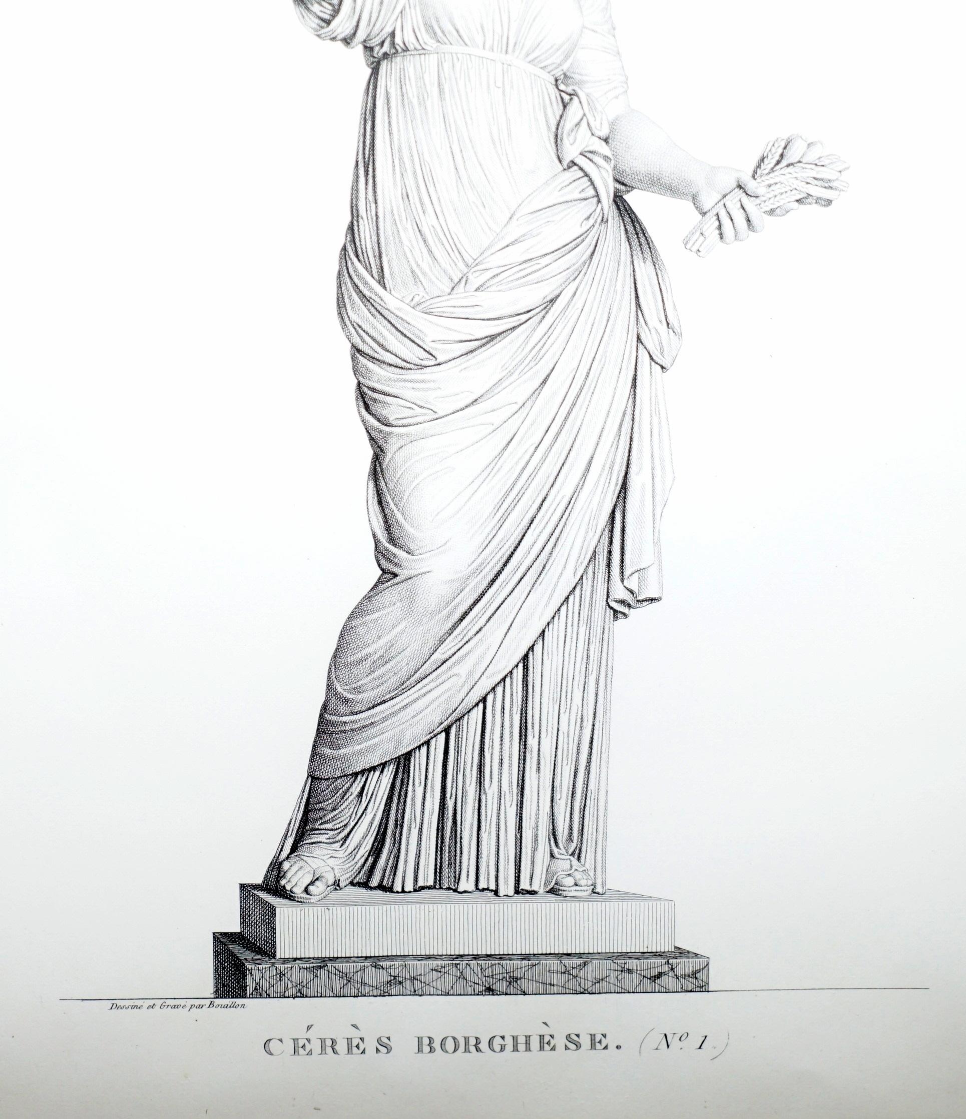 Exquisite Suite of Four 1800 Bouillon Copper Plate Engraved Roman Statue Prints For Sale 10
