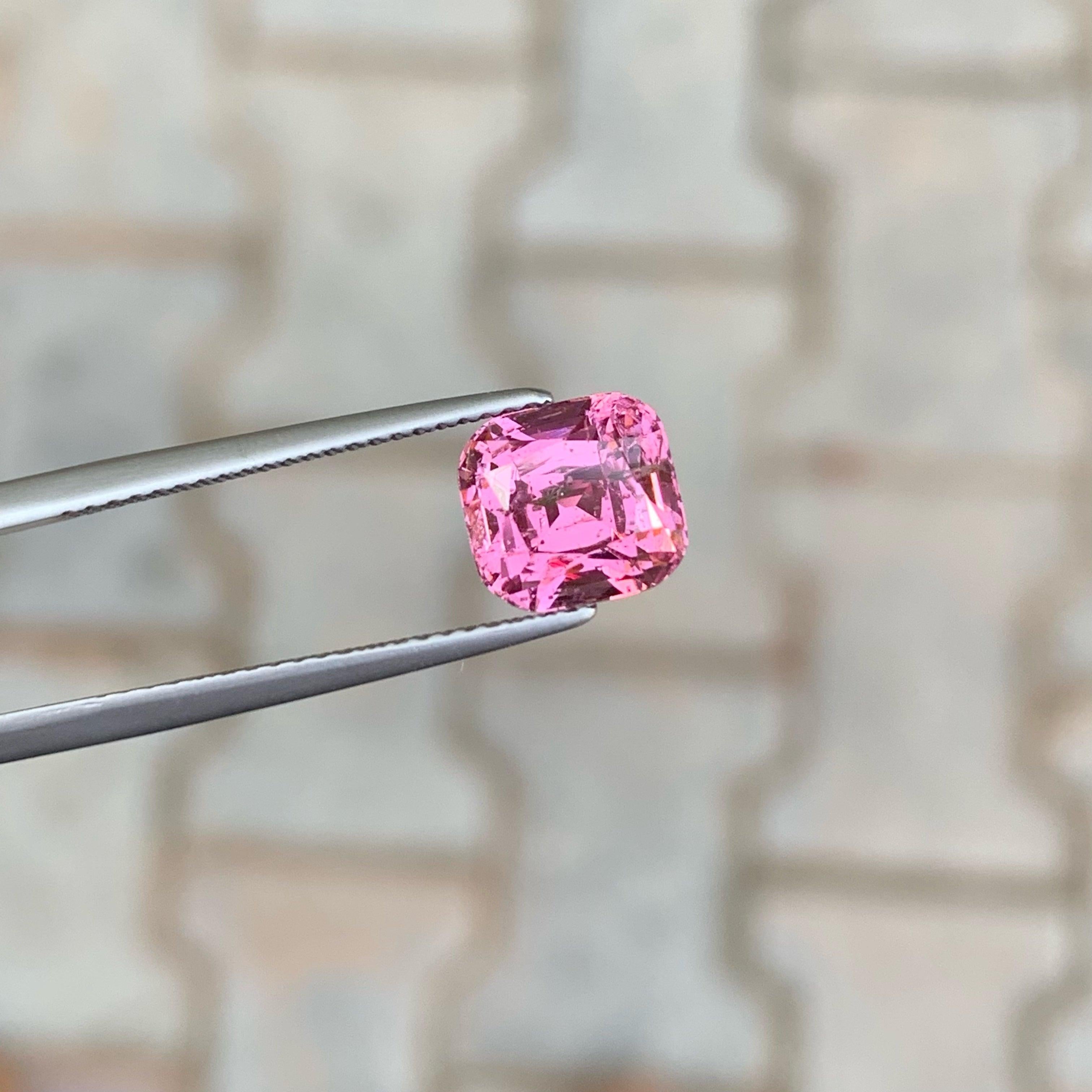 Exquisite Sweet Pink Tourmaline Cut Stone of 3.35 carats from Afghanistan has a wonderful cut in a Cushion shape, incredible Pink Color. Great brilliance. This gem is  Included Clarity.

Product Information
GEMSTONE TYPE:	Exquisite Sweet Pink