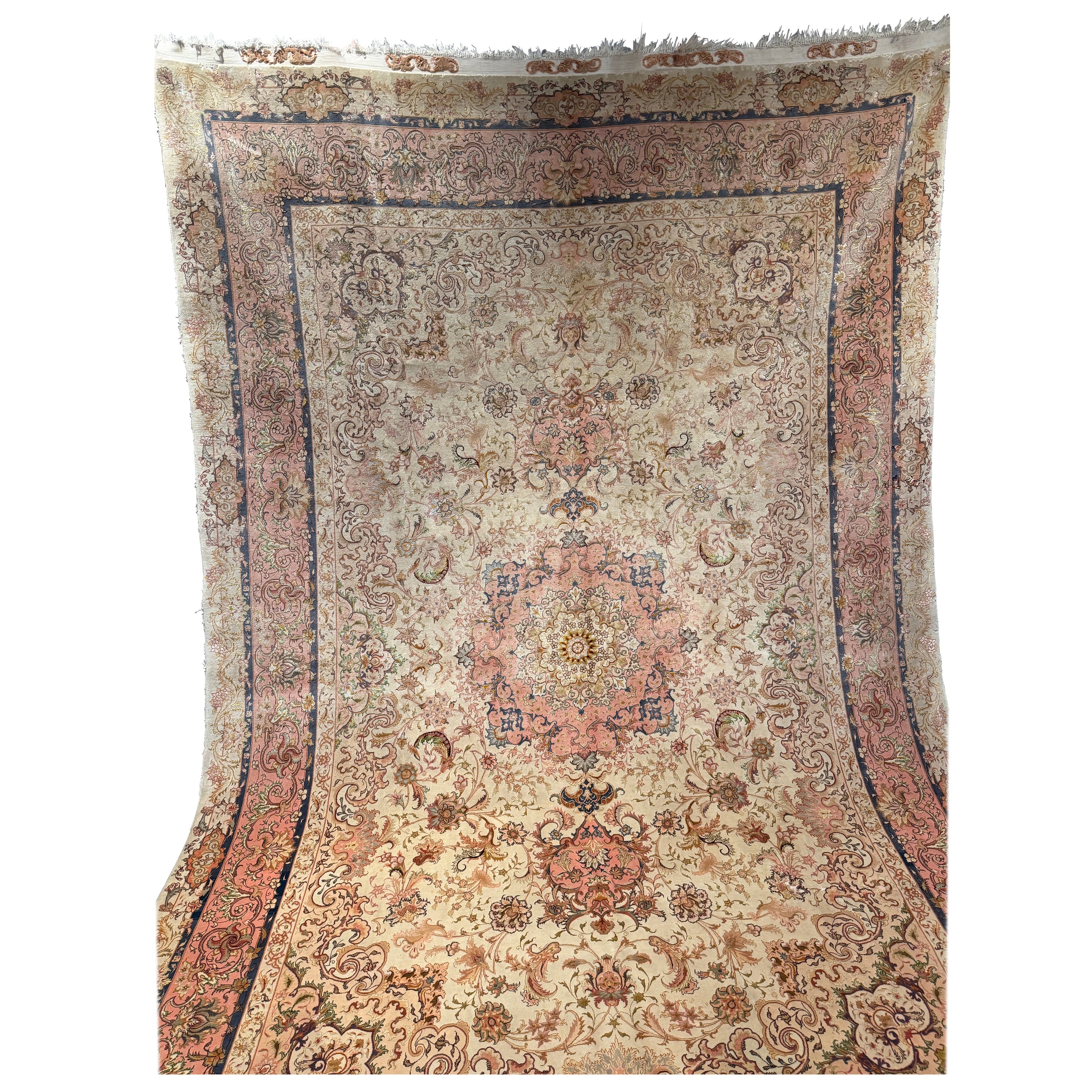 Exquisite Tabriz Rug – Silk on Wool, Finely Knotted with Elegant Pastel Palette