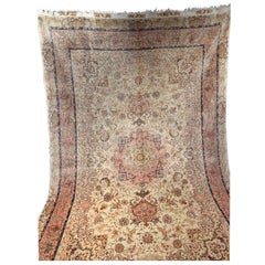 Exquisite Tabriz Rug – Silk on Wool, Finely Knotted with Elegant Pastel Palette