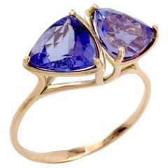 Used Exquisite Tanzanite 14k gold Ring US Size 7.25-Trilliant Cut - Shop Now