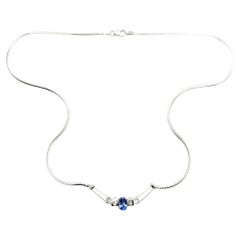 Exquisite Tanzanite and Diamond Necklace in 14k White Gold