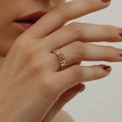 Handcrafted Textured Look 14K (or 18k upon request) Gold MAMA Ring