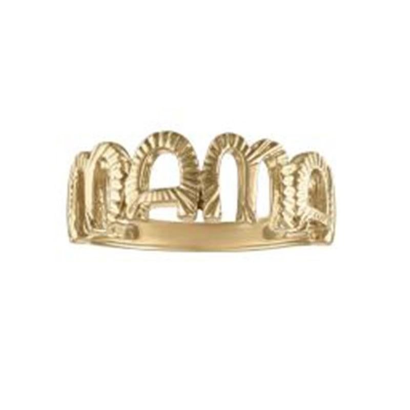 En venta: Handcrafted Textured Look 14K Gold MAMA Ring  4