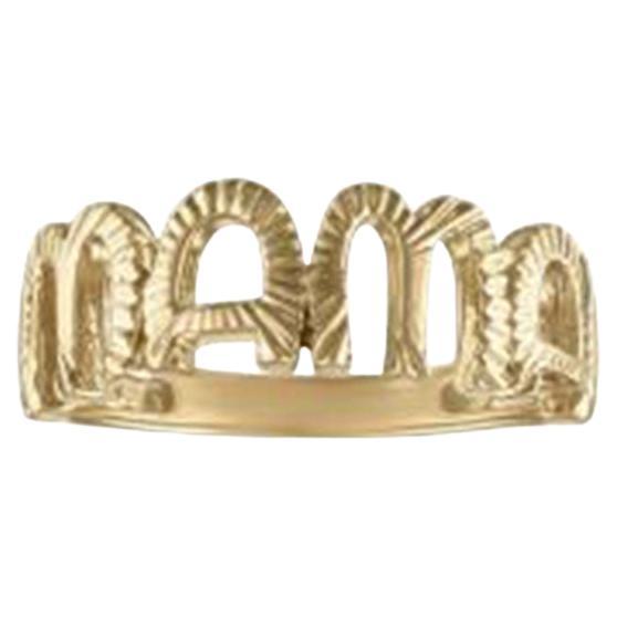 Handcrafted Textured Look 14K Gold MAMA Ring