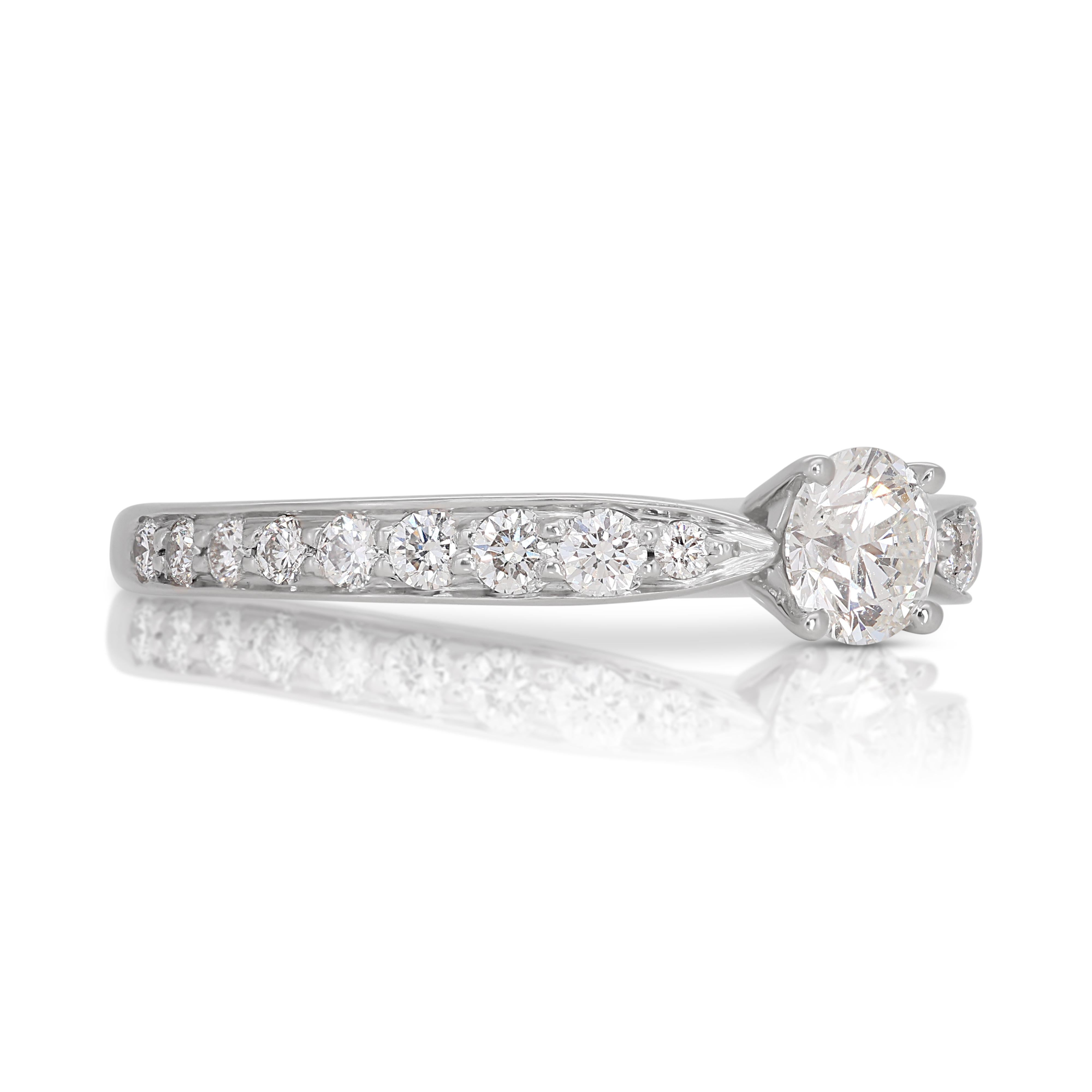 Round Cut Exquisite Tiffany & Co. 0.40ct Pave Natural Diamond Ring in 18K White Gold For Sale