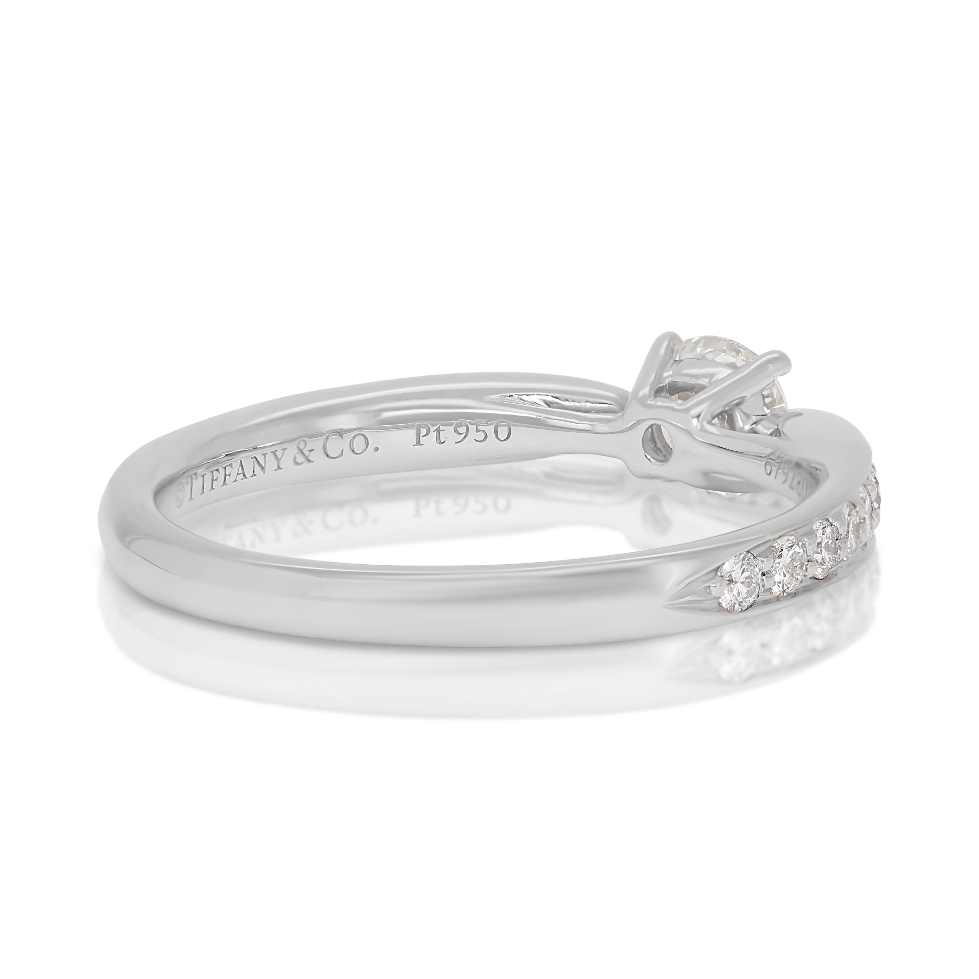 Exquisite Tiffany & Co. 0.40ct Pave Natural Diamond Ring in 18K White Gold For Sale 1