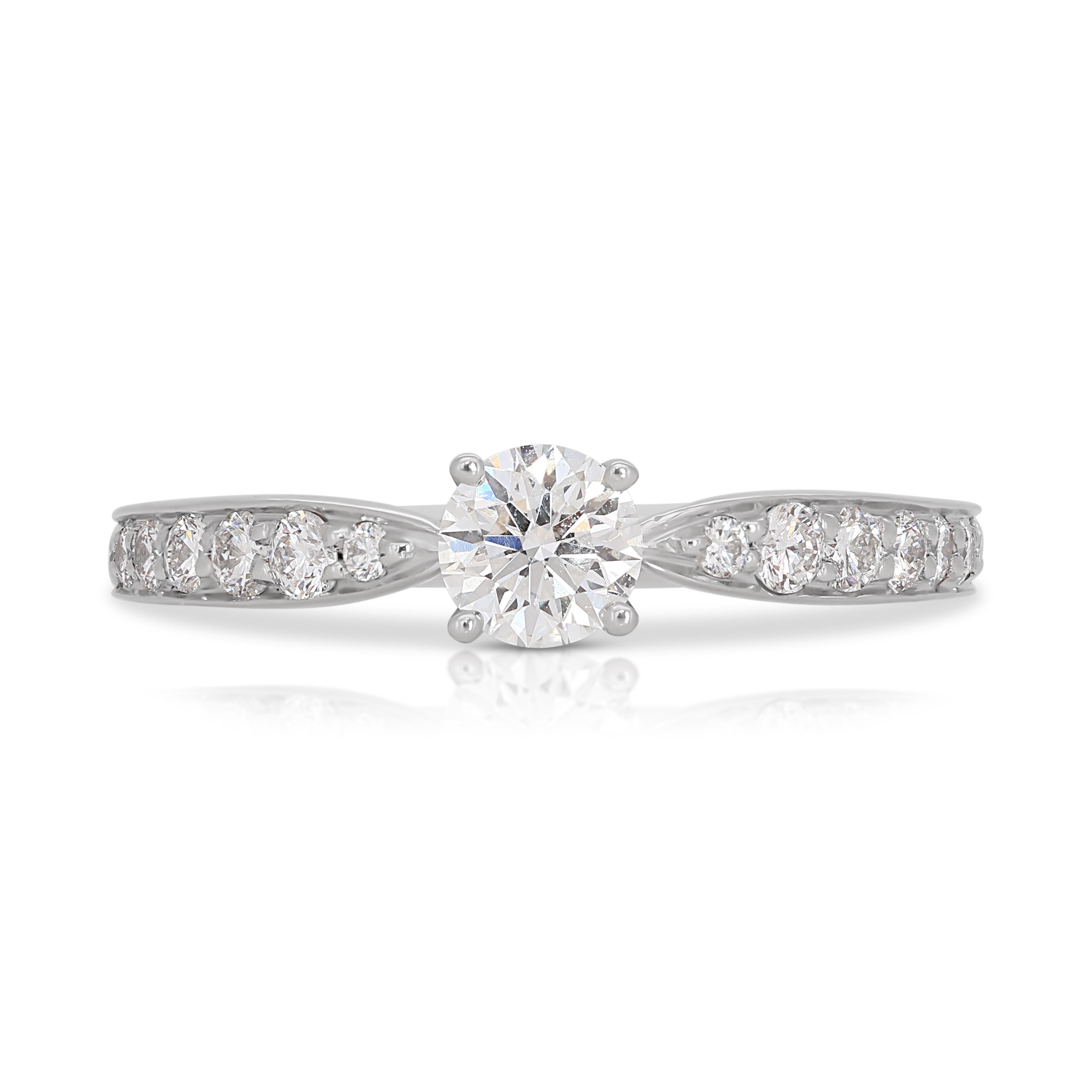 Exquisite Tiffany & Co. 0.40ct Pave Natural Diamond Ring in 18K White Gold