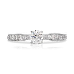 Exquisiter Tiffany & Co. Ring aus 18 Karat Weißgold mit 0,40 Karat natürlichem Diamanten in Pavé-Fassung